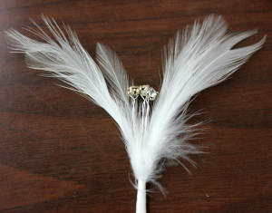 Feather & Rhinestone Pick - Side